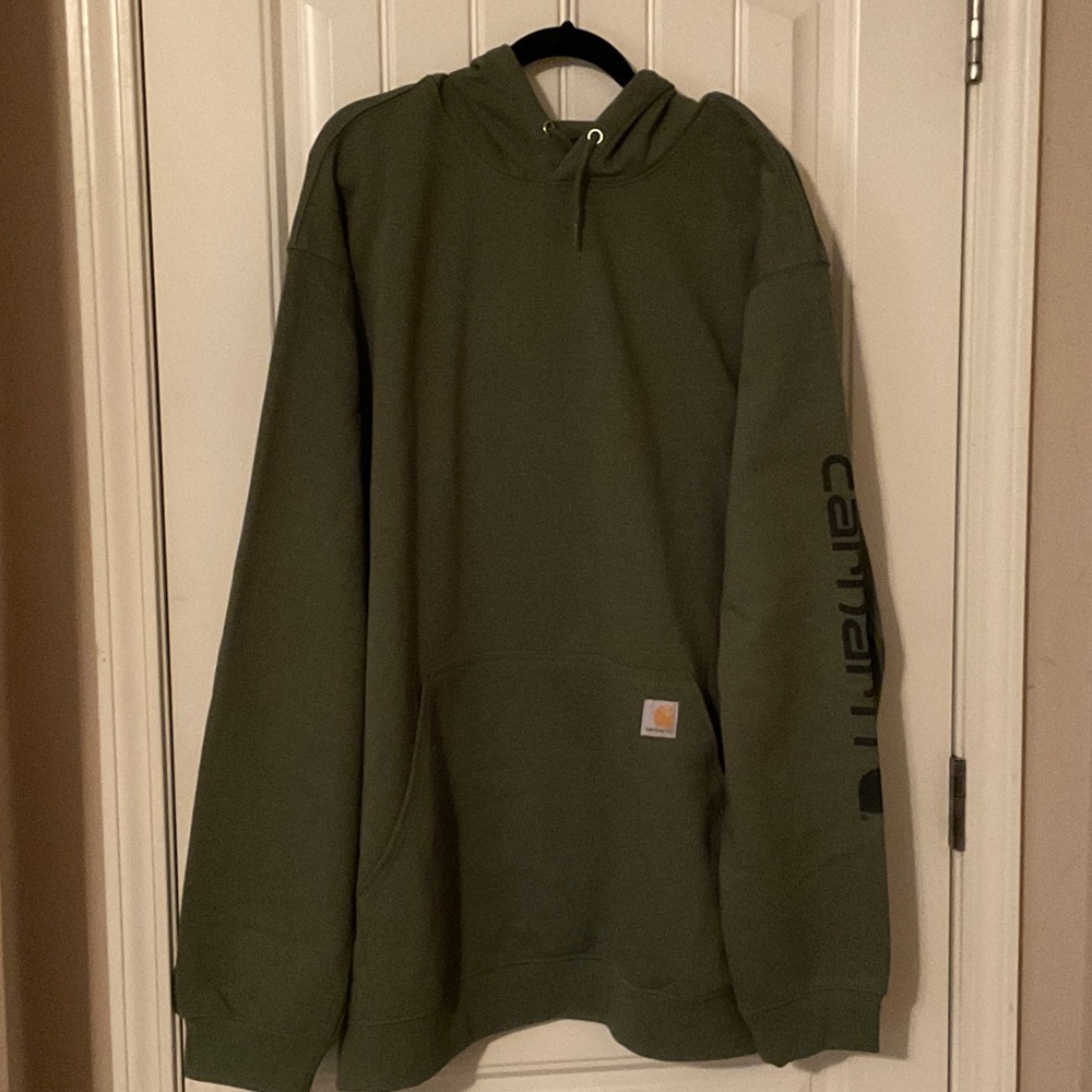 Carhartt Olive Hoodie with Sleeve Script